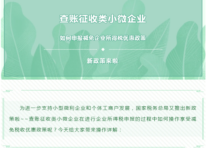 查賬征收小微企業(yè)如何申報(bào)減免企業(yè)所得稅優(yōu)惠政策~