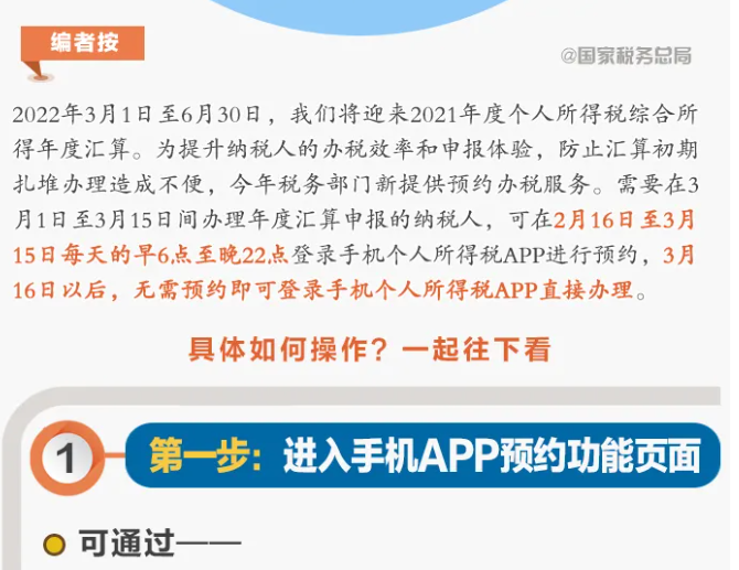 三步走！教您在個(gè)稅APP上預(yù)約辦理2021個(gè)稅年度匯算