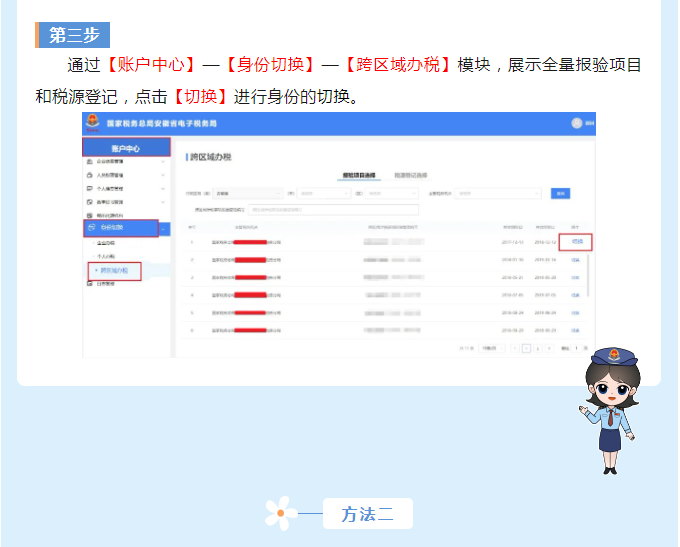 電子稅務局如何切換跨區(qū)域納稅人身份？